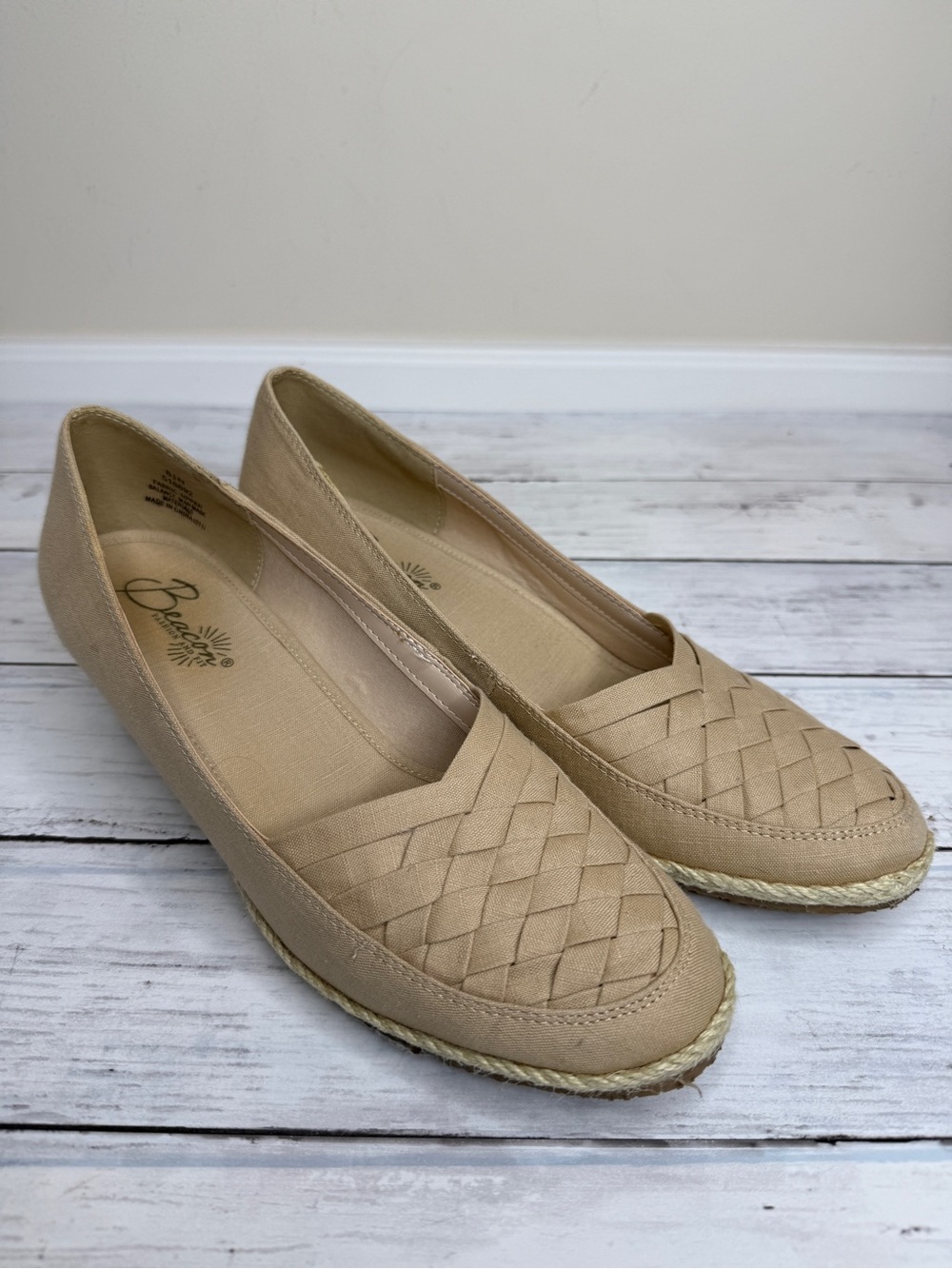 BareTraps Beige Woven Espadrille Slip-On Flats